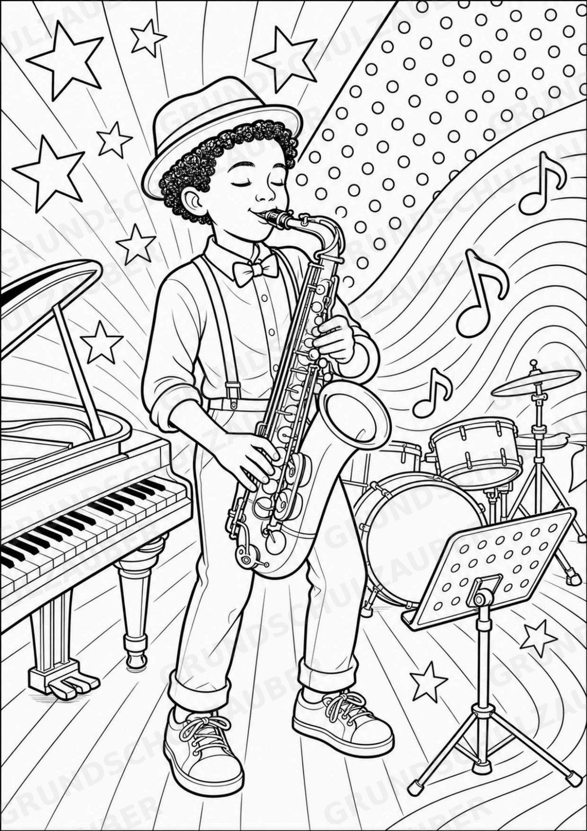 Jazz POP Art Ausmalbilder 15 Malvorlagen – Materialseite 2