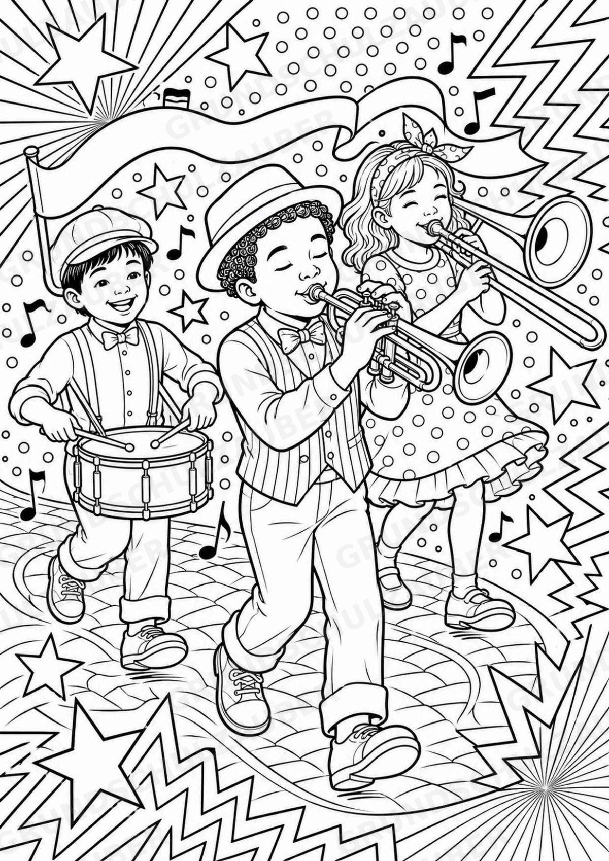 Jazz POP Art Ausmalbilder 15 Malvorlagen – Materialseite 13