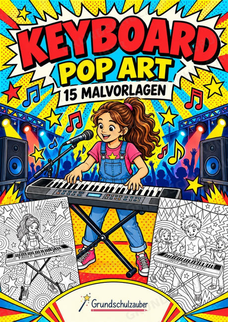 Keyboard POP Art Ausmalbilder 15 Malvorlagen – Cover