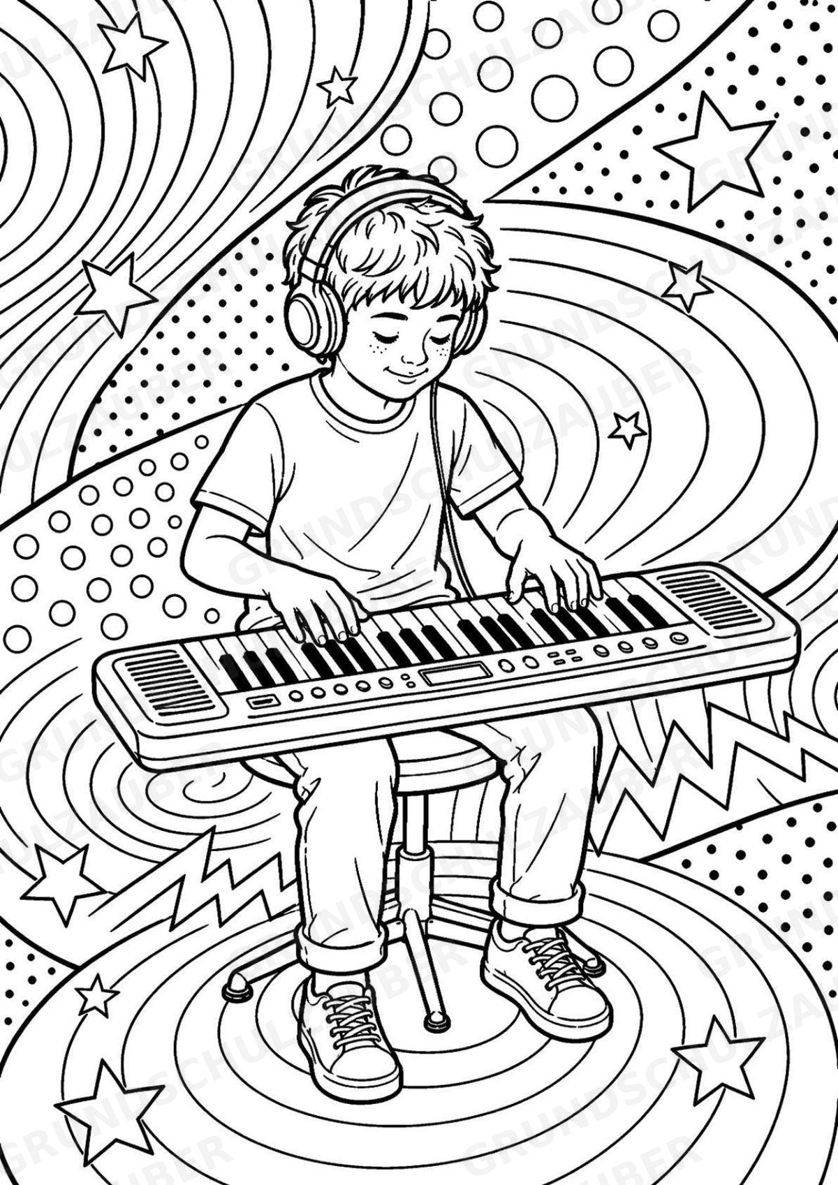 Keyboard POP Art Ausmalbilder 15 Malvorlagen – Materialseite 3