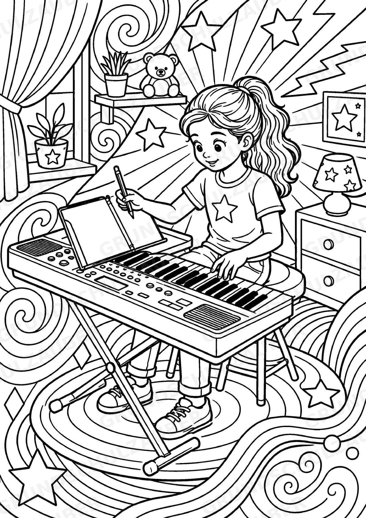 Keyboard POP Art Ausmalbilder 15 Malvorlagen – Materialseite 8