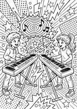 Keyboard POP Art Ausmalbilder 15 Malvorlagen – Materialseite 15