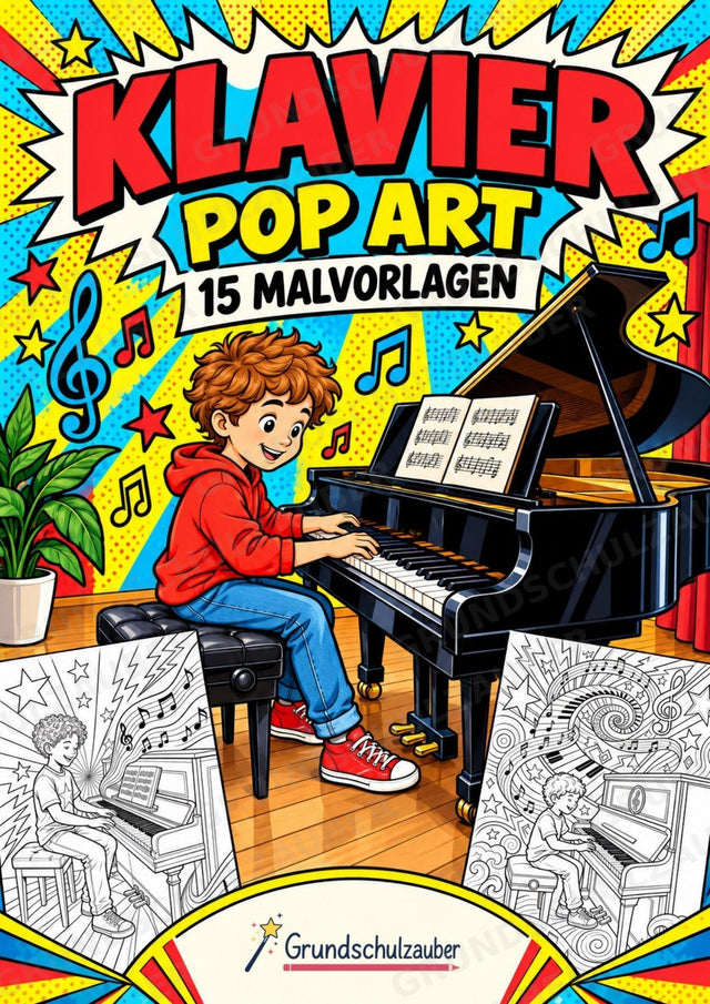 Klavier POP Art Ausmalbilder 15 Malvorlagen – Cover