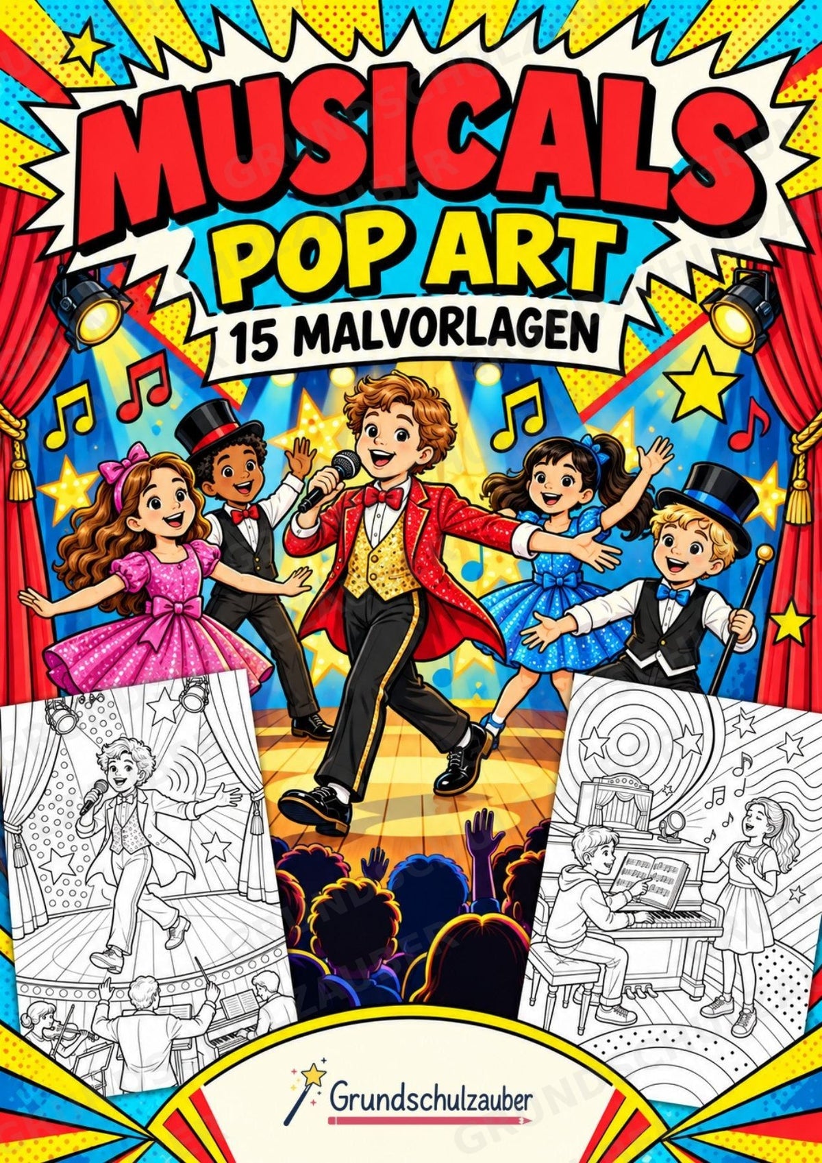 Musicals POP Art Ausmalbilder 15 Malvorlagen – Cover