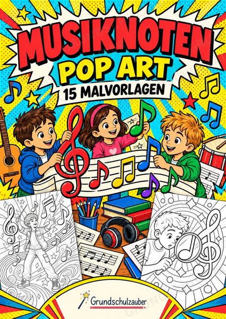 Musiknoten POP Art Ausmalbilder 15 Malvorlagen – Cover