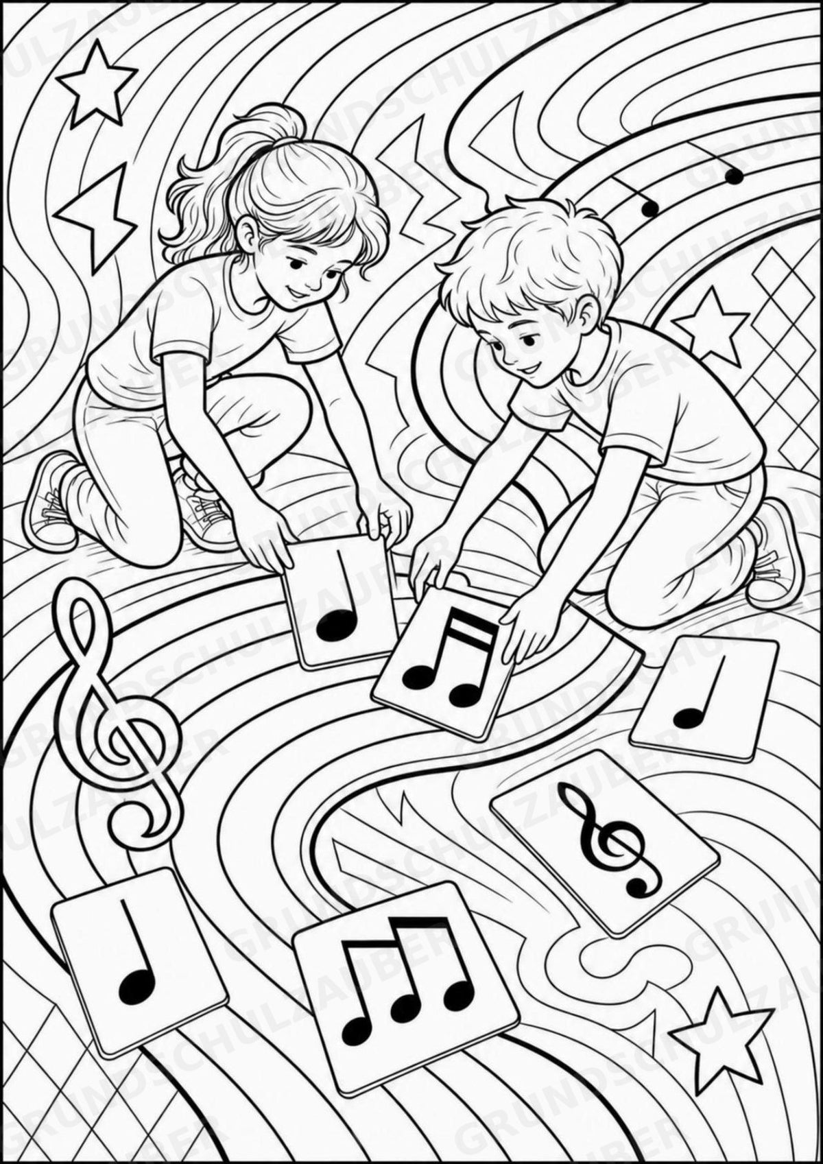 Musiknoten POP Art Ausmalbilder 15 Malvorlagen – Materialseite 4