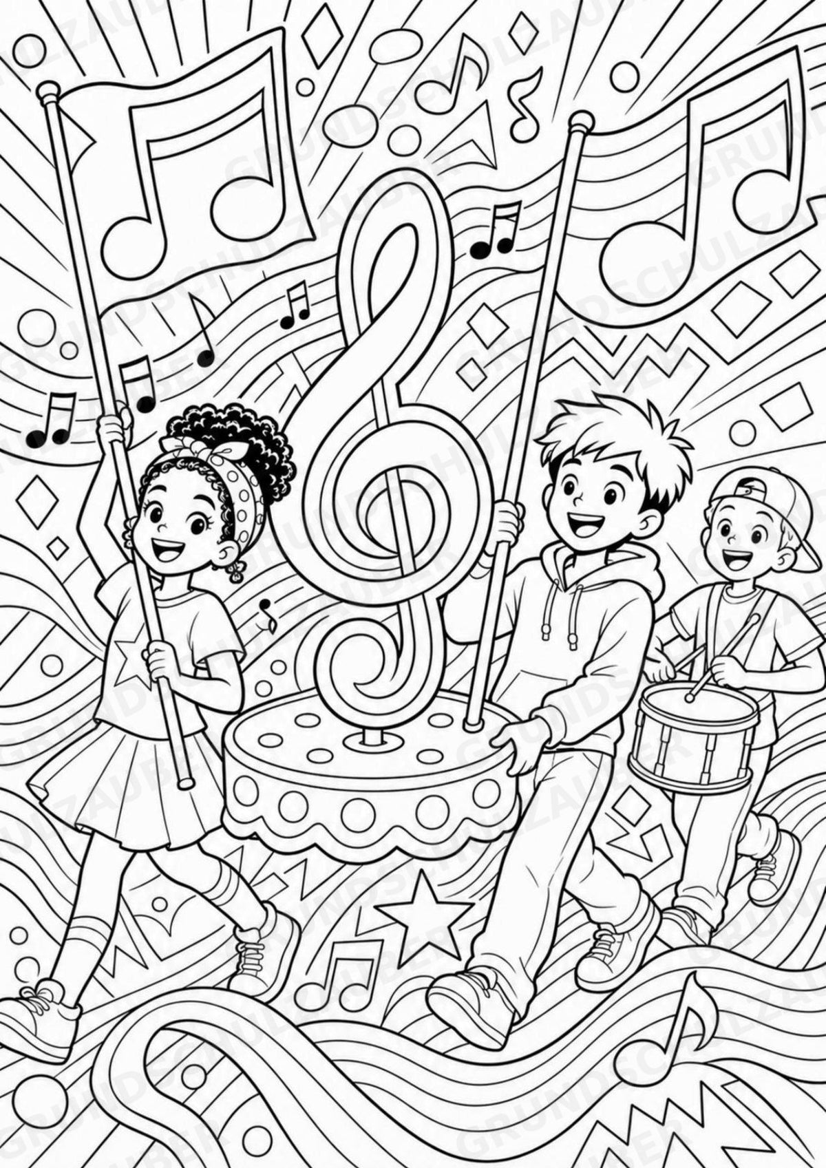 Musiknoten POP Art Ausmalbilder 15 Malvorlagen – Materialseite 8
