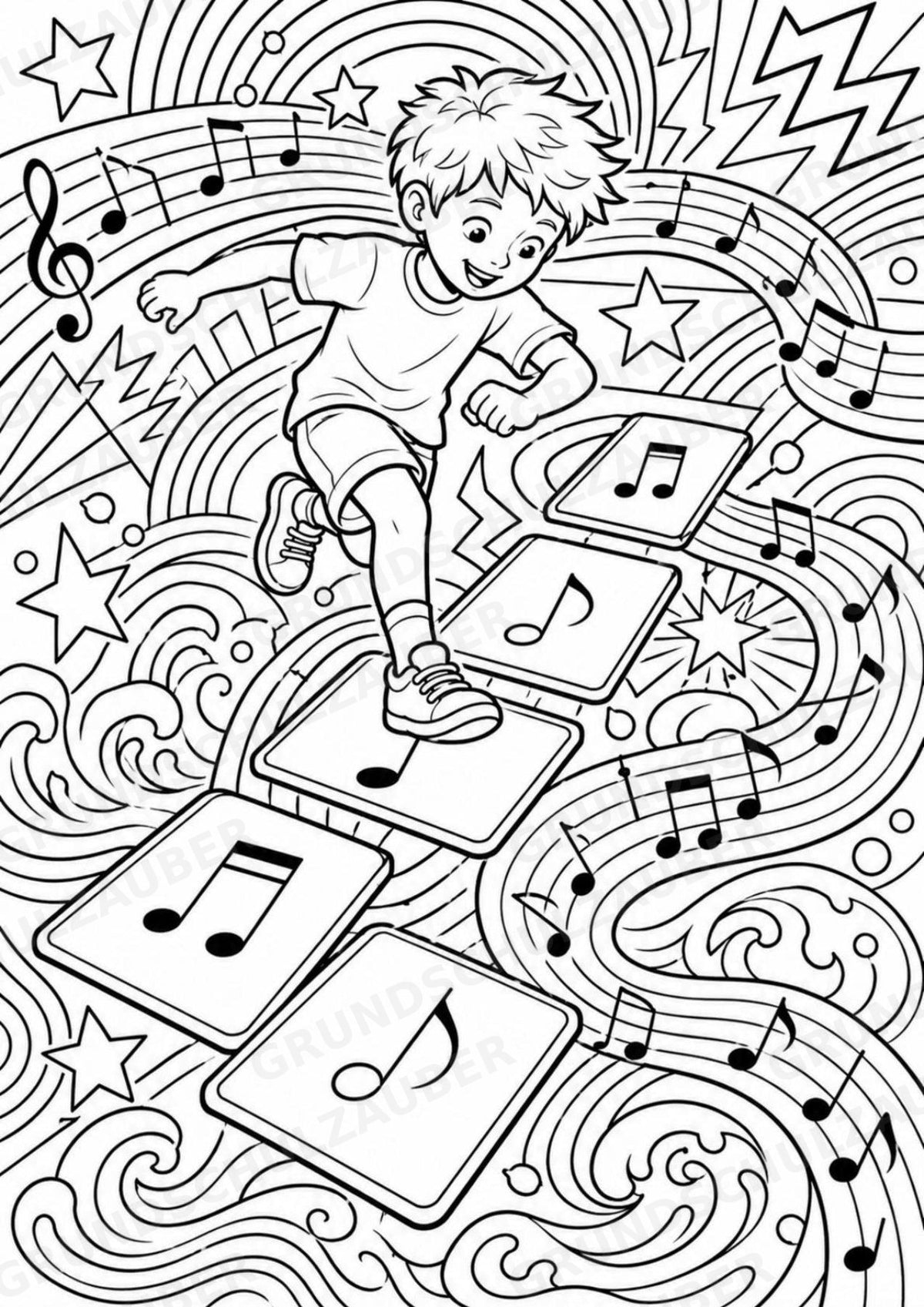 Musiknoten POP Art Ausmalbilder 15 Malvorlagen – Materialseite 10