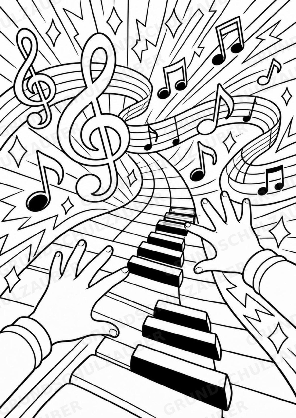 Musiknoten POP Art Ausmalbilder 15 Malvorlagen – Materialseite 14