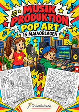 Musikproduktion POP Art Ausmalbilder 15 Malvorlagen – Cover