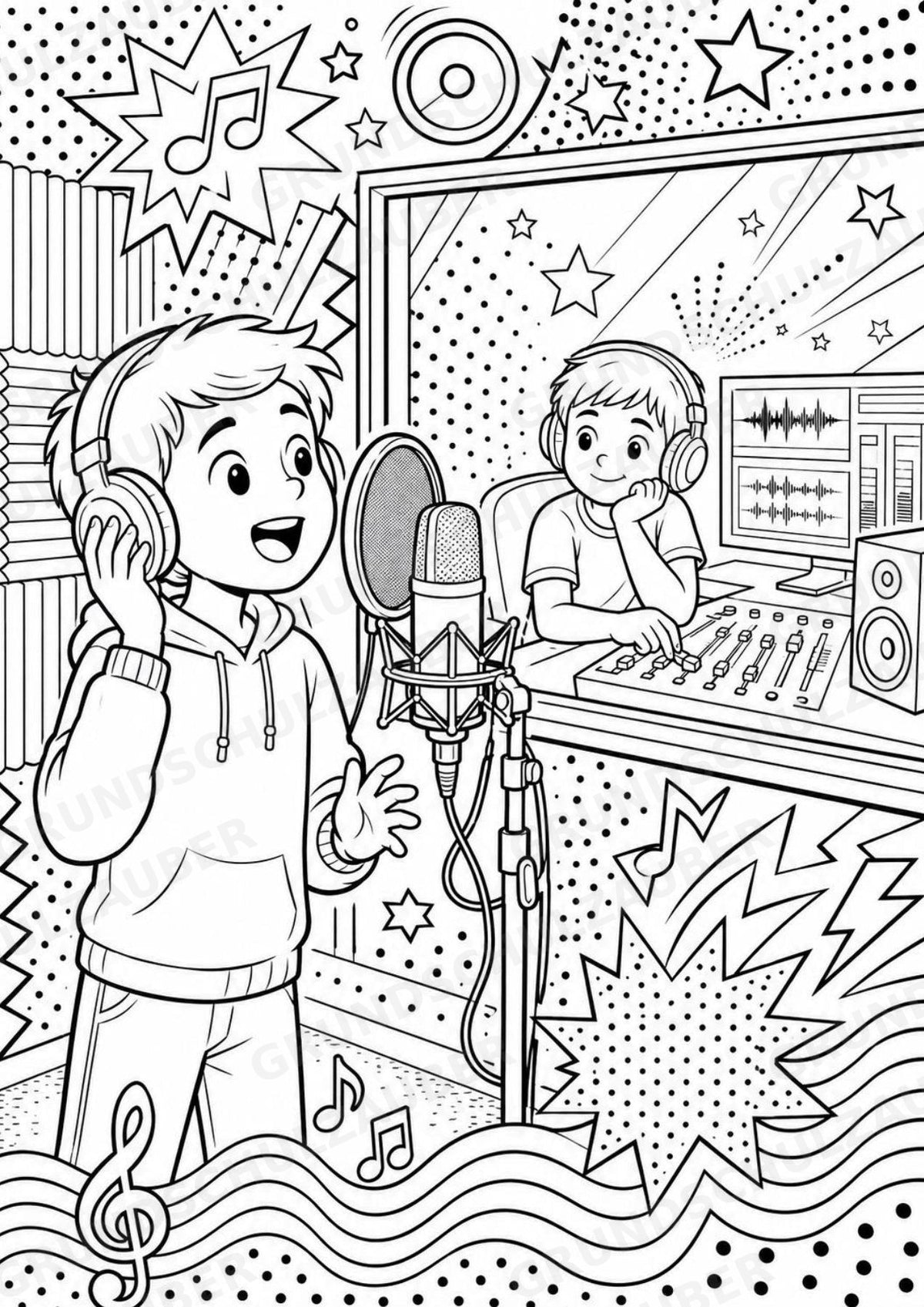 Musikproduktion POP Art Ausmalbilder 15 Malvorlagen – Materialseite 3