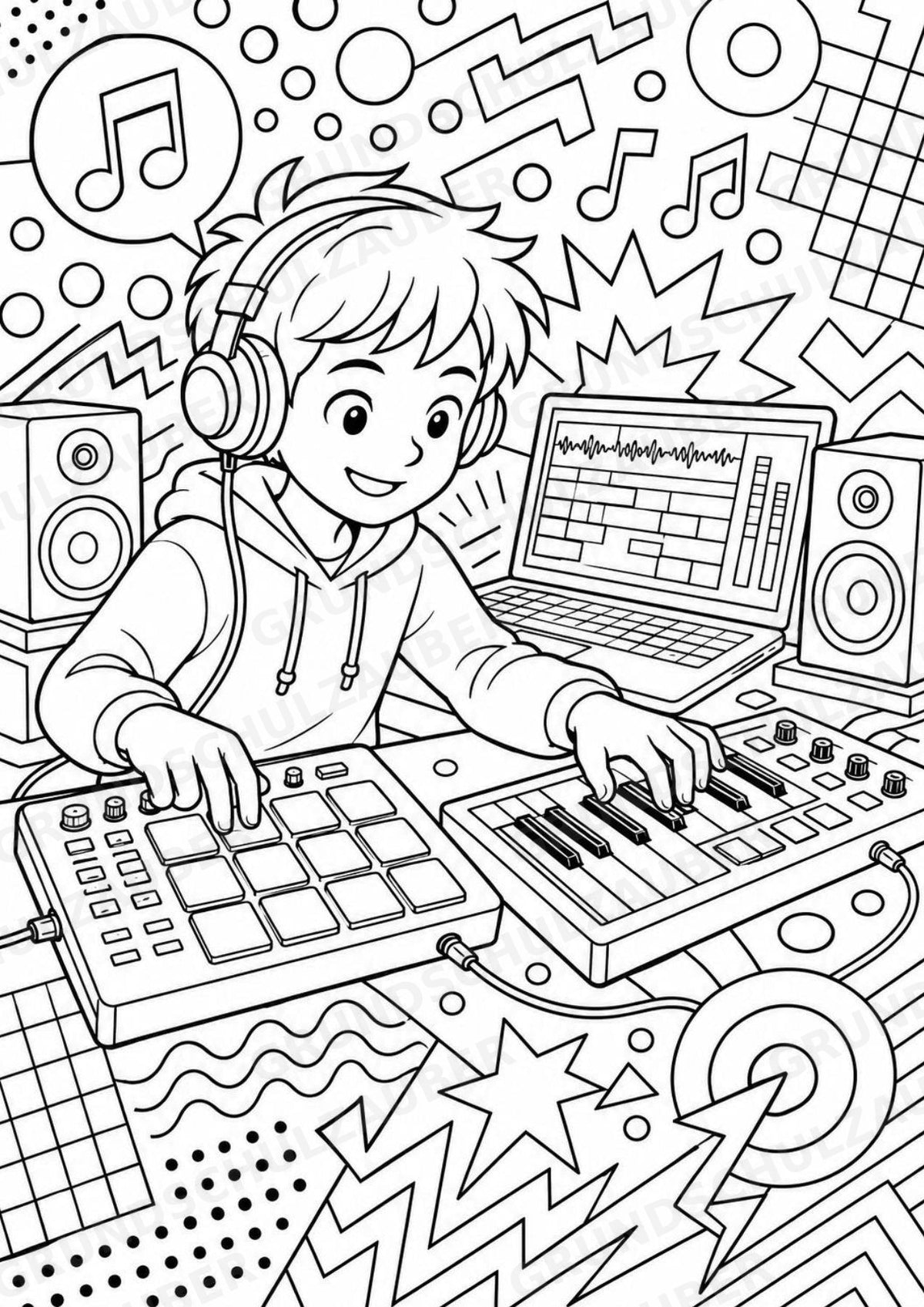 Musikproduktion POP Art Ausmalbilder 15 Malvorlagen – Materialseite 4