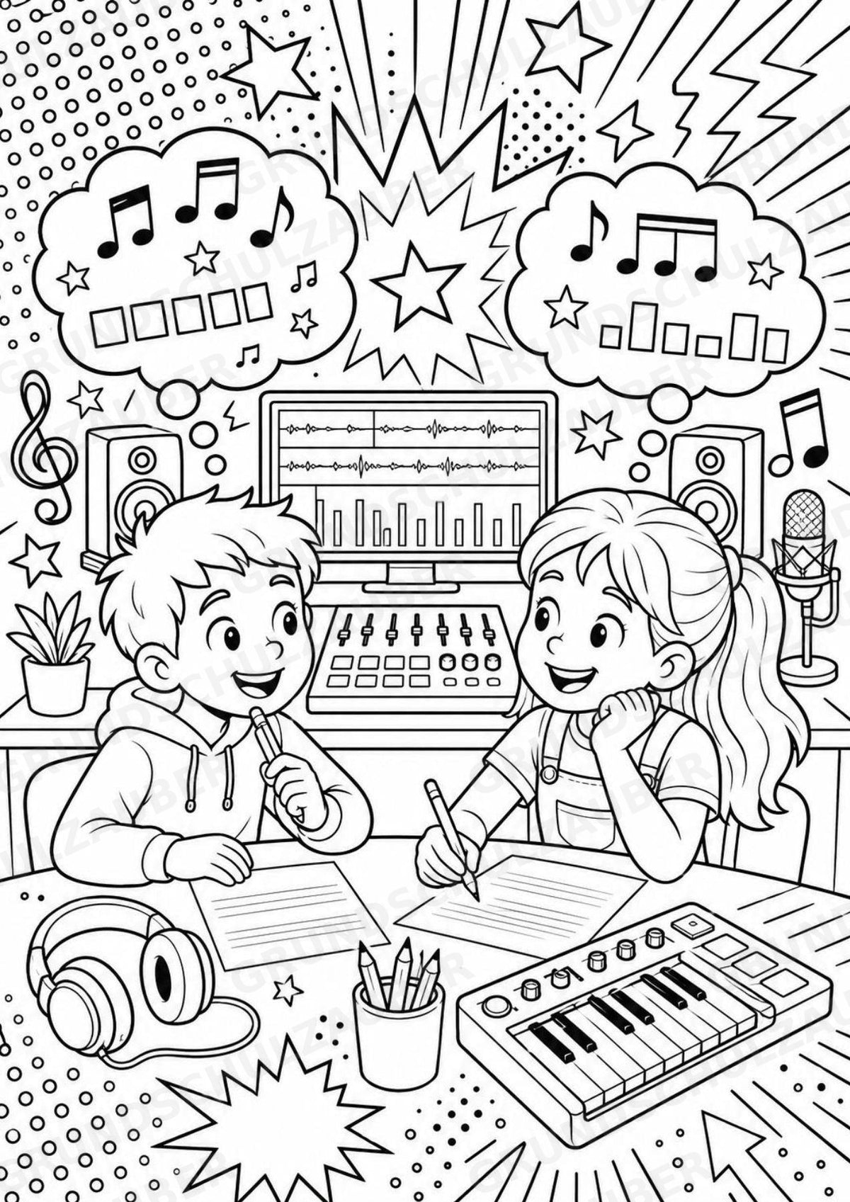 Musikproduktion POP Art Ausmalbilder 15 Malvorlagen – Materialseite 5