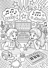 Musikproduktion POP Art Ausmalbilder 15 Malvorlagen – Materialseite 5