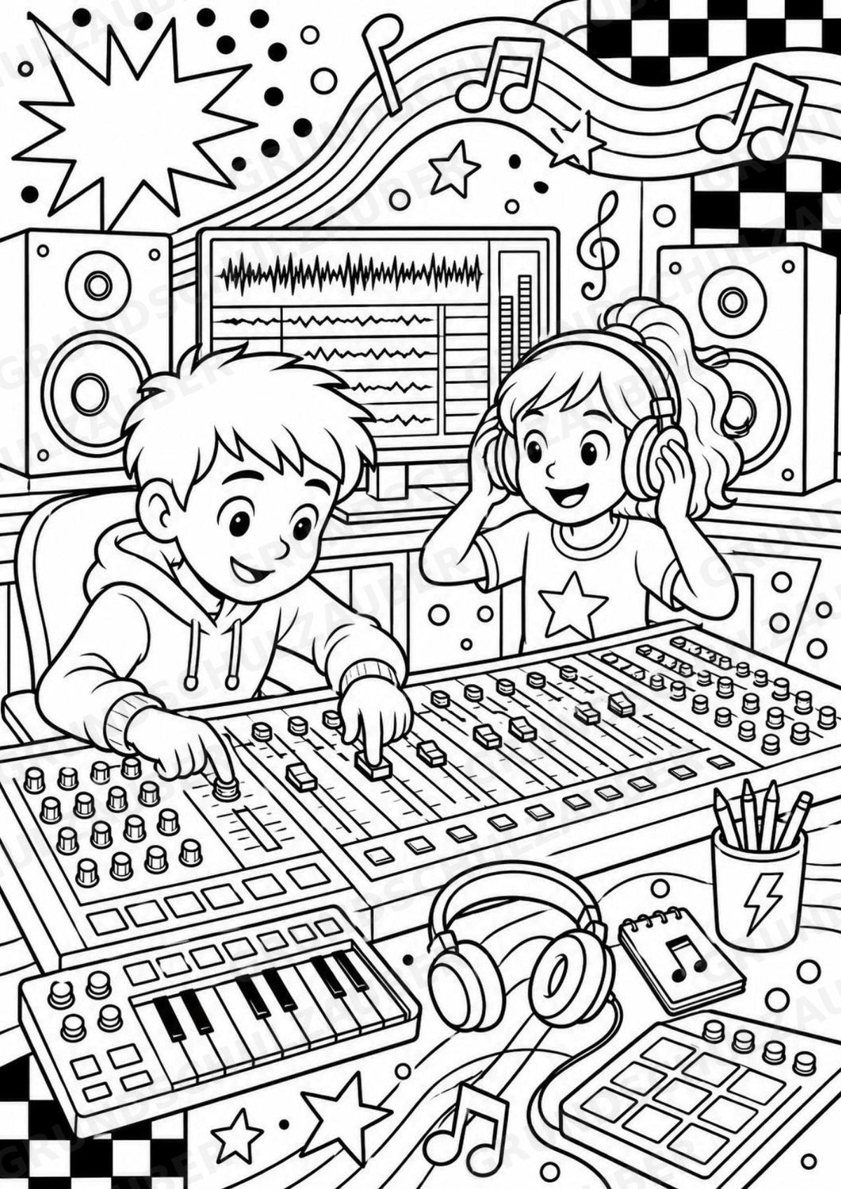 Musikproduktion POP Art Ausmalbilder 15 Malvorlagen – Materialseite 7