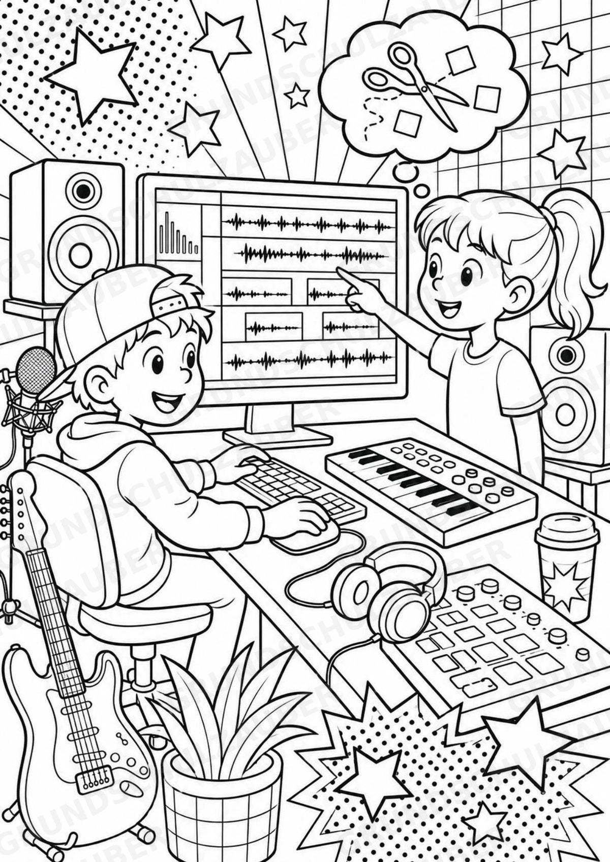 Musikproduktion POP Art Ausmalbilder 15 Malvorlagen – Materialseite 9