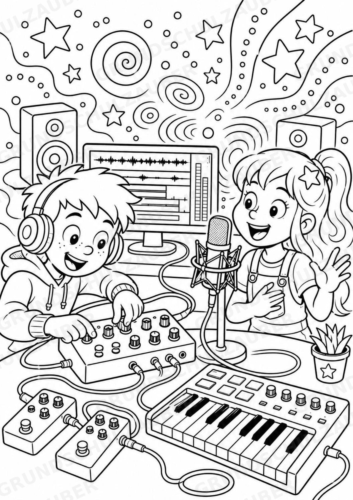 Musikproduktion POP Art Ausmalbilder 15 Malvorlagen – Materialseite 10