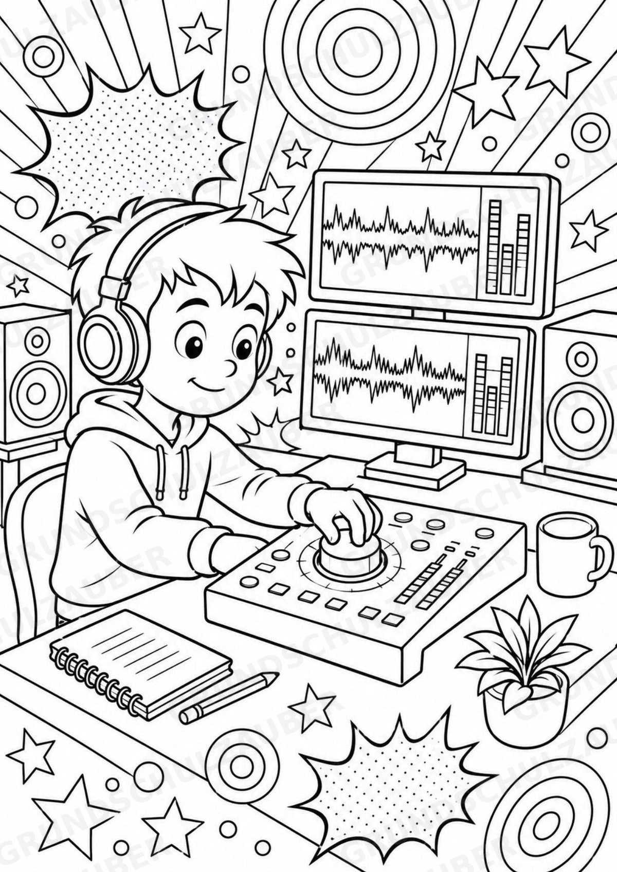 Musikproduktion POP Art Ausmalbilder 15 Malvorlagen – Materialseite 14
