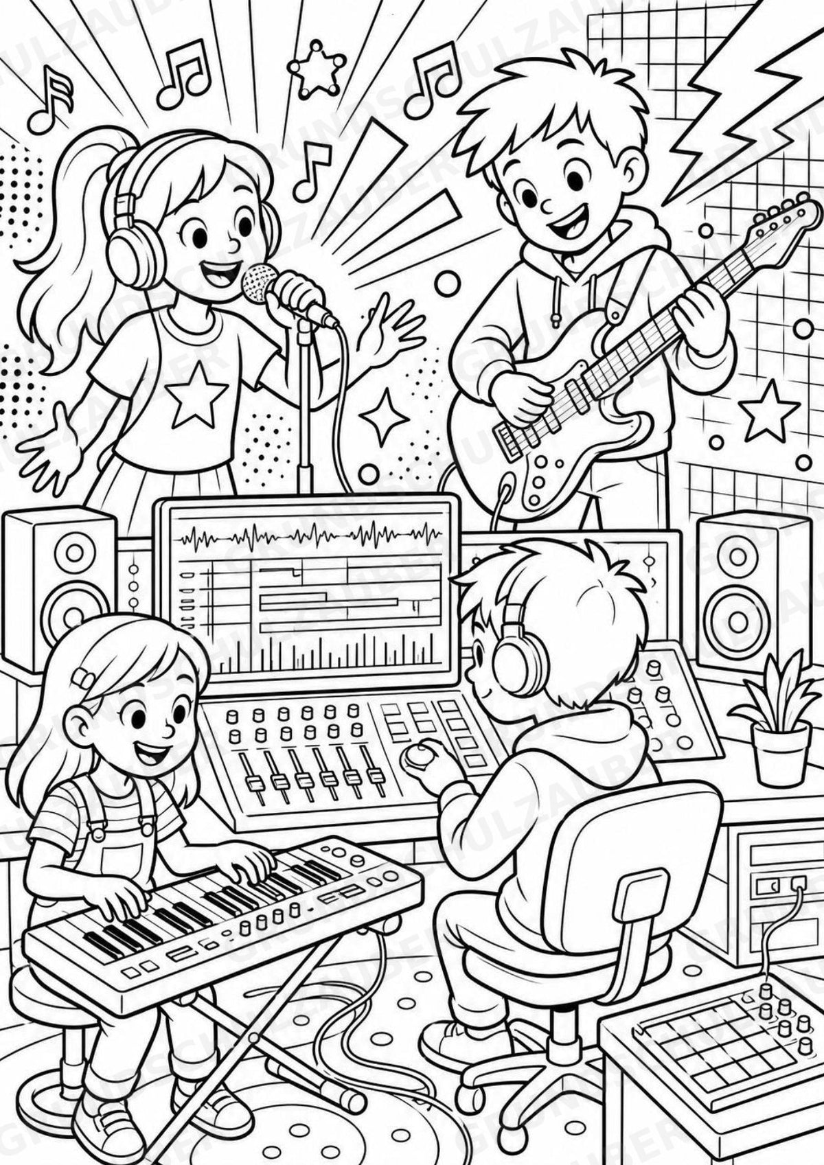 Musikproduktion POP Art Ausmalbilder 15 Malvorlagen – Materialseite 15
