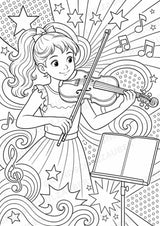 Orchesterinstrumente POP Art Ausmalbilder 15 Malvorlagen – Materialseite 3