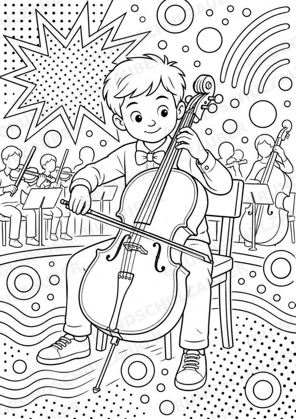 Orchesterinstrumente POP Art Ausmalbilder 15 Malvorlagen – Materialseite 4