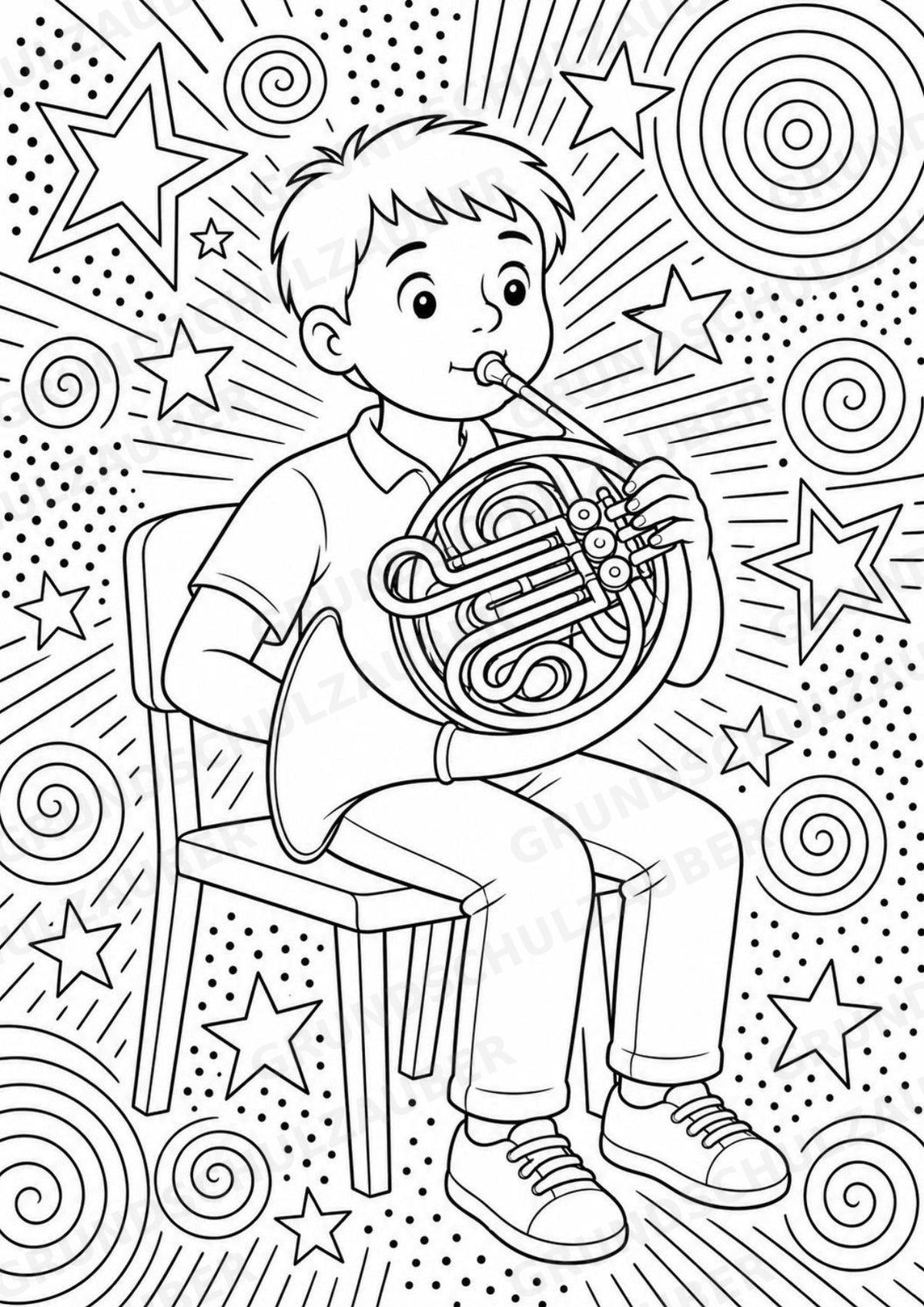 Orchesterinstrumente POP Art Ausmalbilder 15 Malvorlagen – Materialseite 9