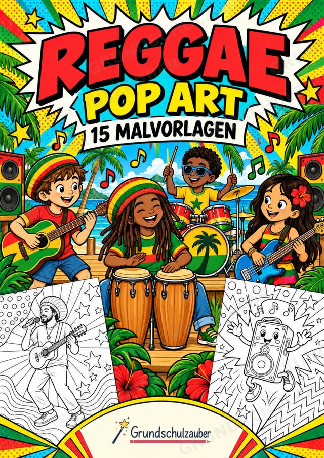Reggae POP Art Ausmalbilder 15 Malvorlagen – Cover