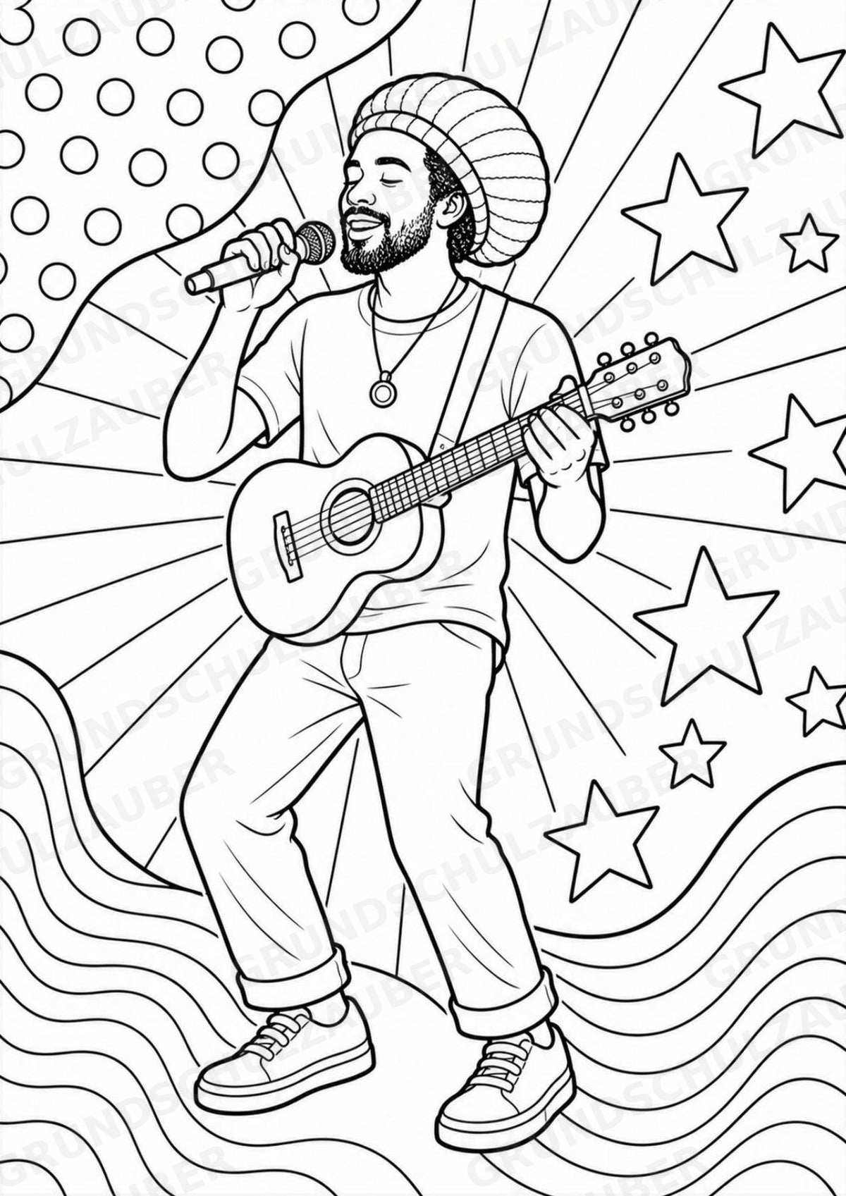 Reggae POP Art Ausmalbilder 15 Malvorlagen – Materialseite 2