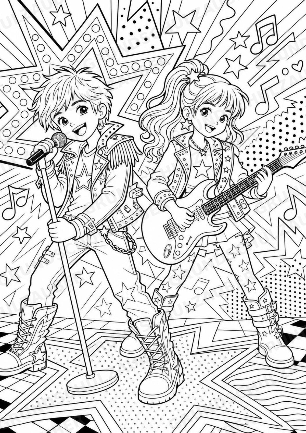 Rockstile POP Art Ausmalbilder 15 Malvorlagen – Materialseite 4