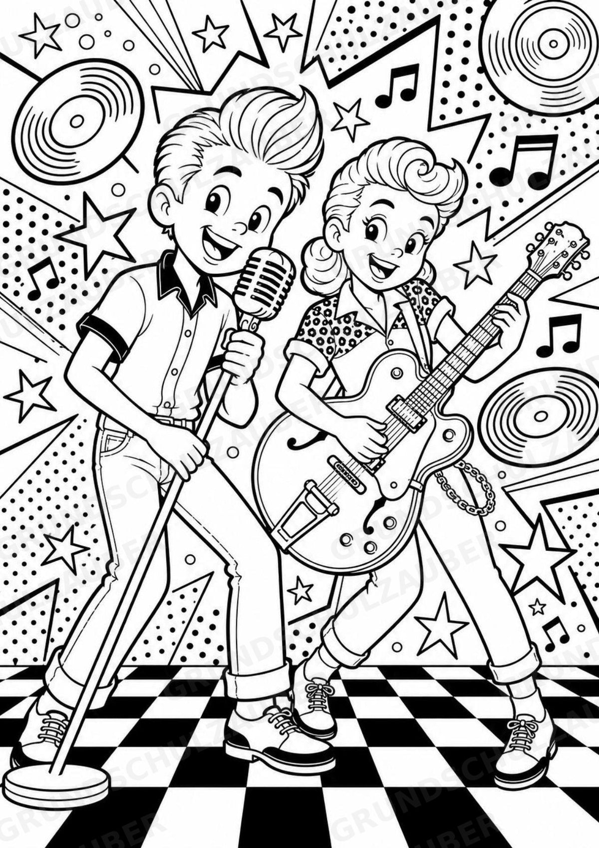 Rockstile POP Art Ausmalbilder 15 Malvorlagen – Materialseite 5