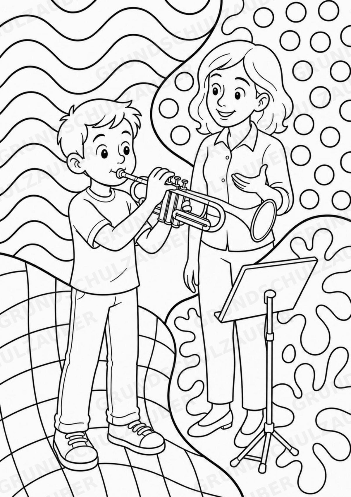 Trompete POP Art Ausmalbilder 15 Malvorlagen – Materialseite 4