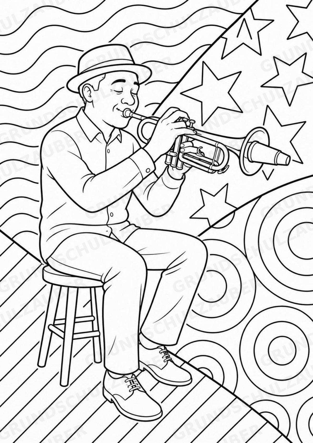 Trompete POP Art Ausmalbilder 15 Malvorlagen – Materialseite 7