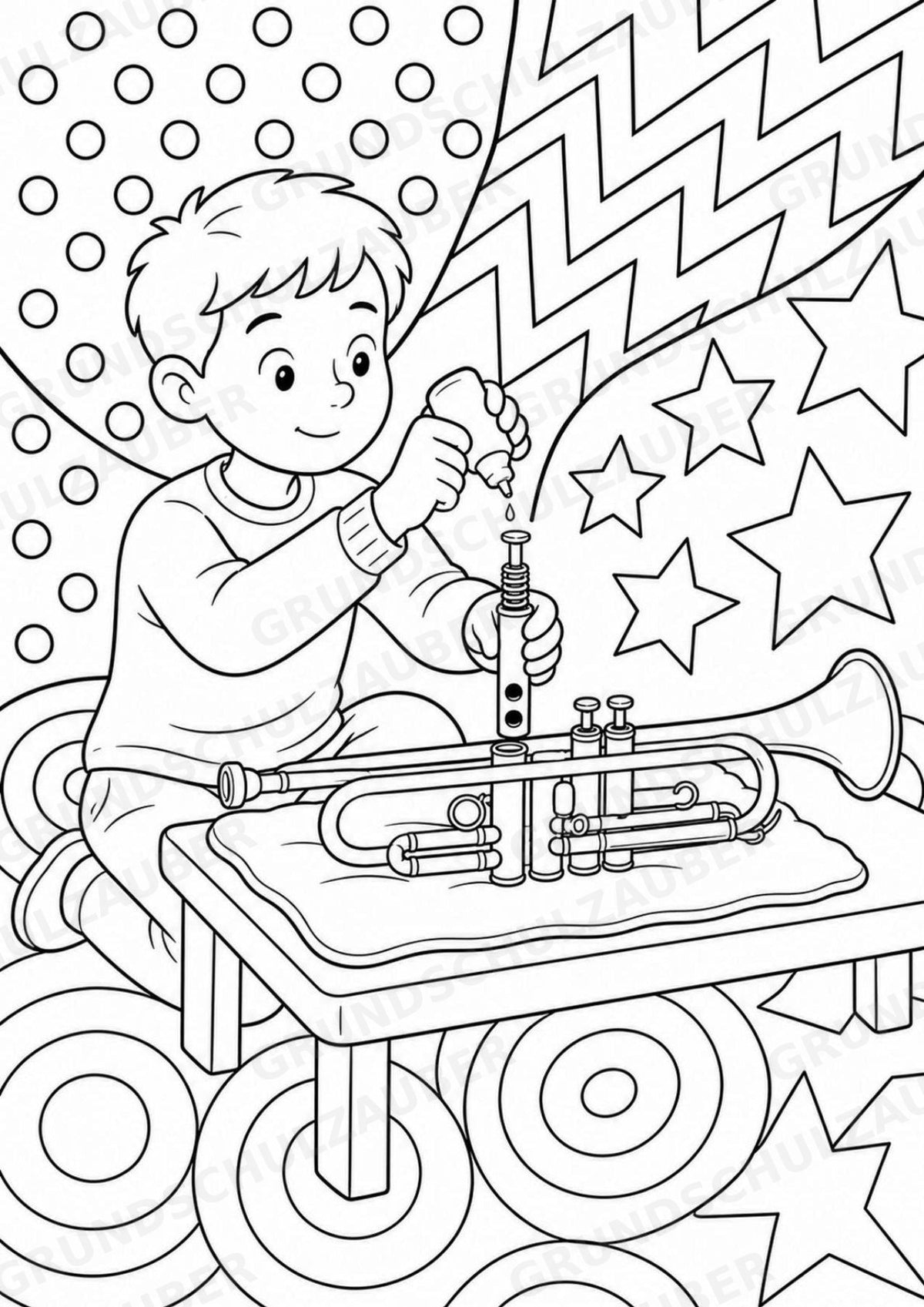 Trompete POP Art Ausmalbilder 15 Malvorlagen – Materialseite 14