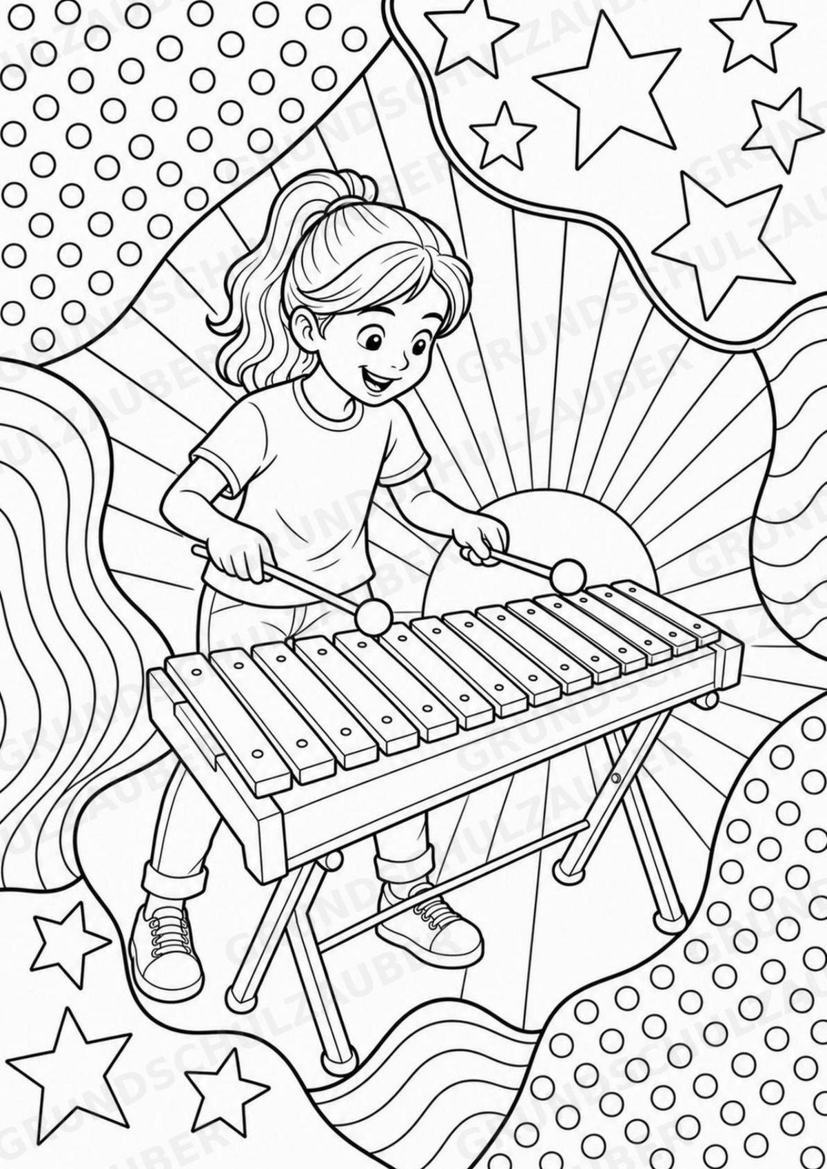 Xylophon POP Art Ausmalbilder 15 Malvorlagen – Materialseite 2