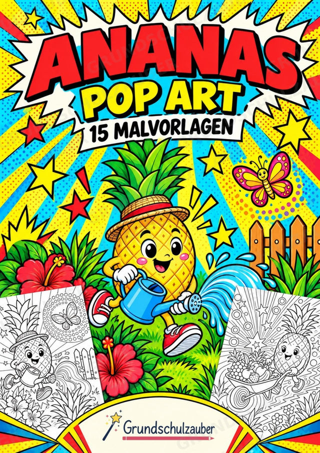 Ananas POP Art Ausmalbilder 15 Malvorlagen – Cover