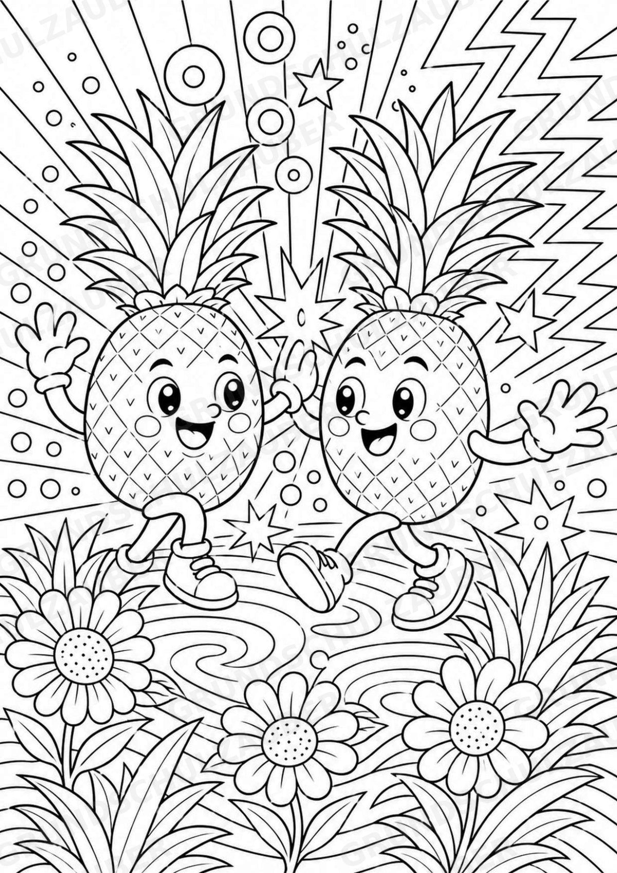 Ananas POP Art Ausmalbilder 15 Malvorlagen – Materialseite 4
