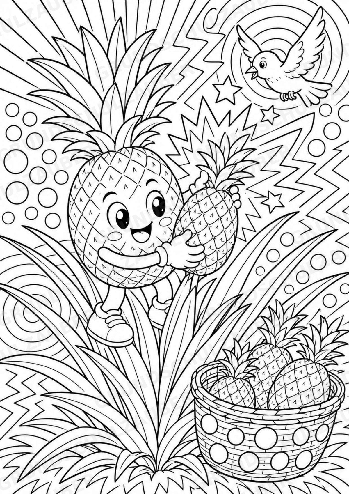 Ananas POP Art Ausmalbilder 15 Malvorlagen – Materialseite 5