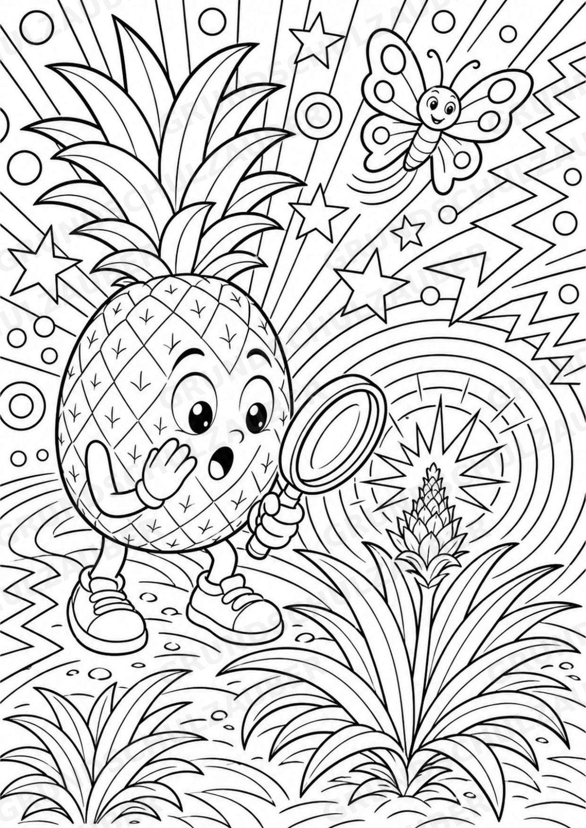 Ananas POP Art Ausmalbilder 15 Malvorlagen – Materialseite 6