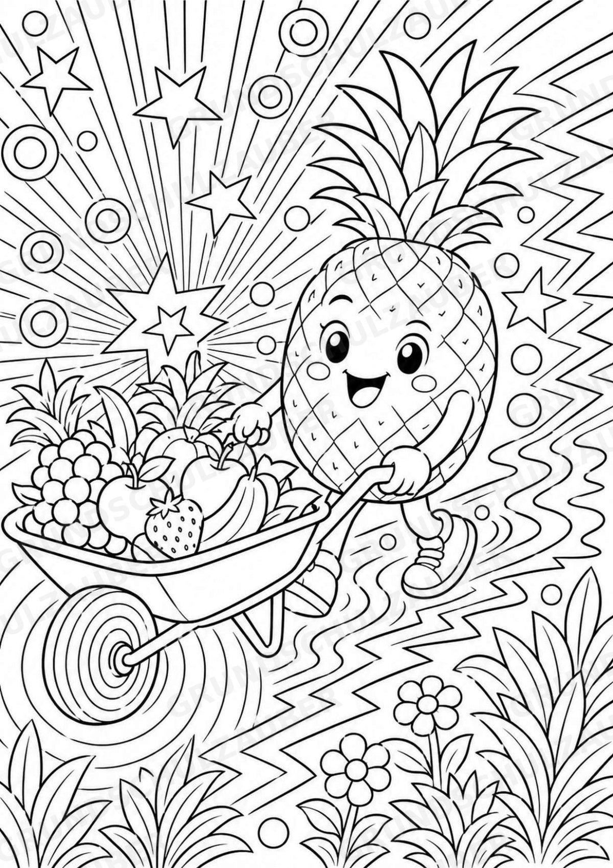 Ananas POP Art Ausmalbilder 15 Malvorlagen – Materialseite 9