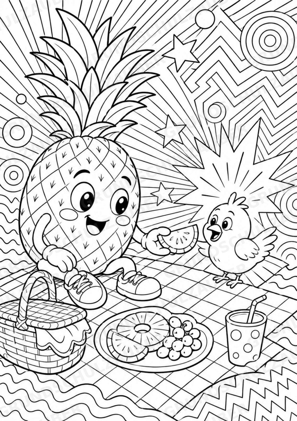 Ananas POP Art Ausmalbilder 15 Malvorlagen – Materialseite 12