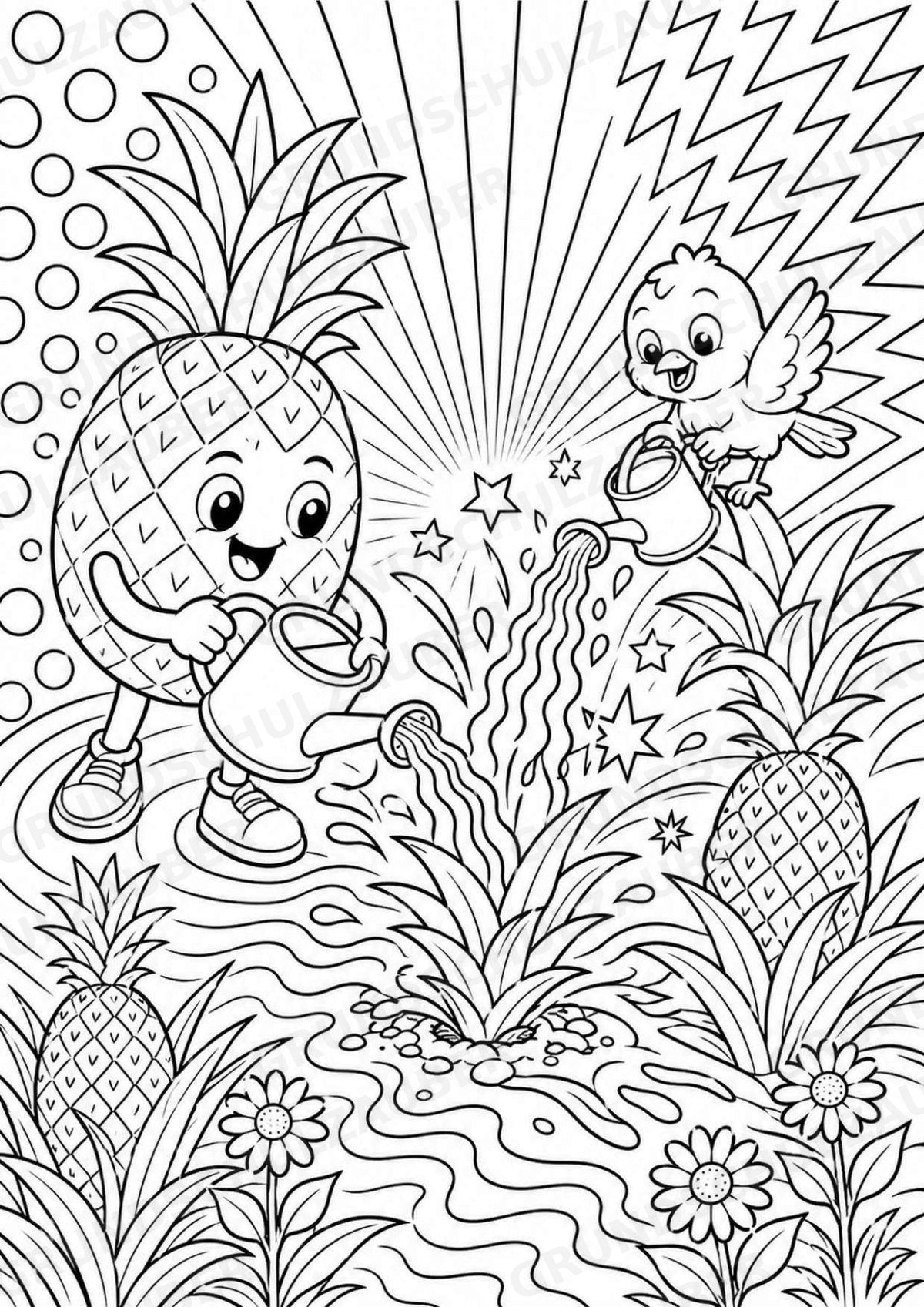 Ananas POP Art Ausmalbilder 15 Malvorlagen – Materialseite 15