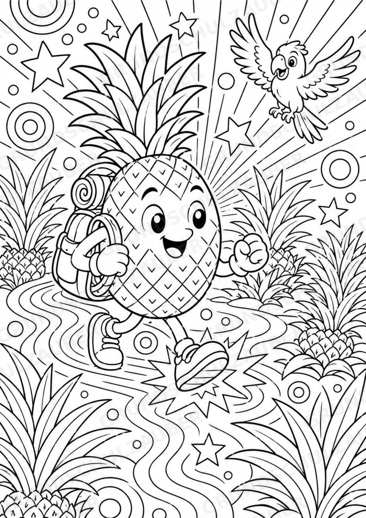 Ananas POP Art Ausmalbilder 15 Malvorlagen – Materialseite 16