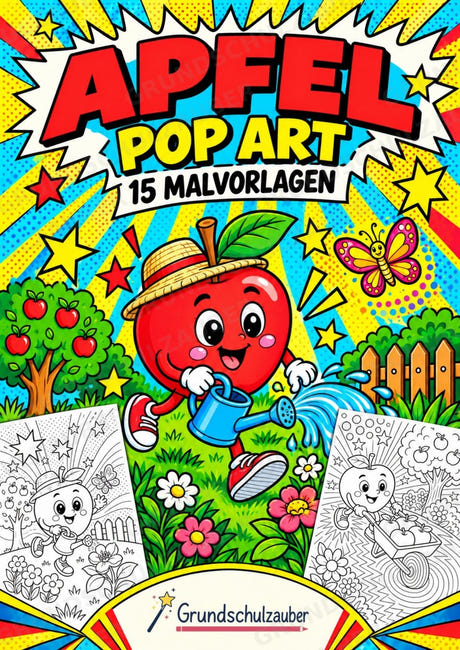Apfel POP Art Ausmalbilder 15 Malvorlagen – Cover