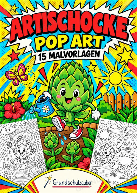 Artischocke POP Art Ausmalbilder 15 Malvorlagen – Cover
