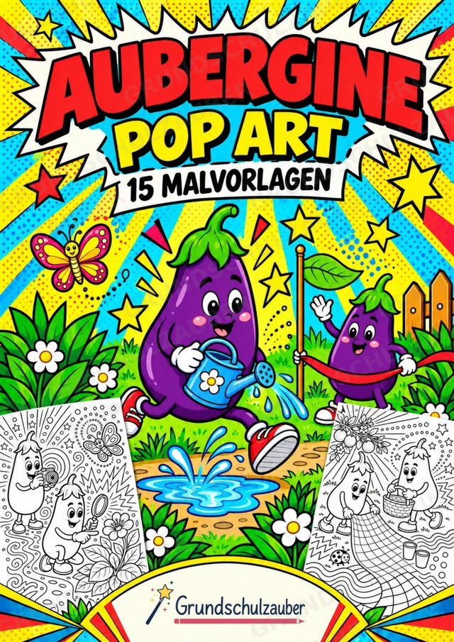 Aubergine POP Art Ausmalbilder 15 Malvorlagen – Cover