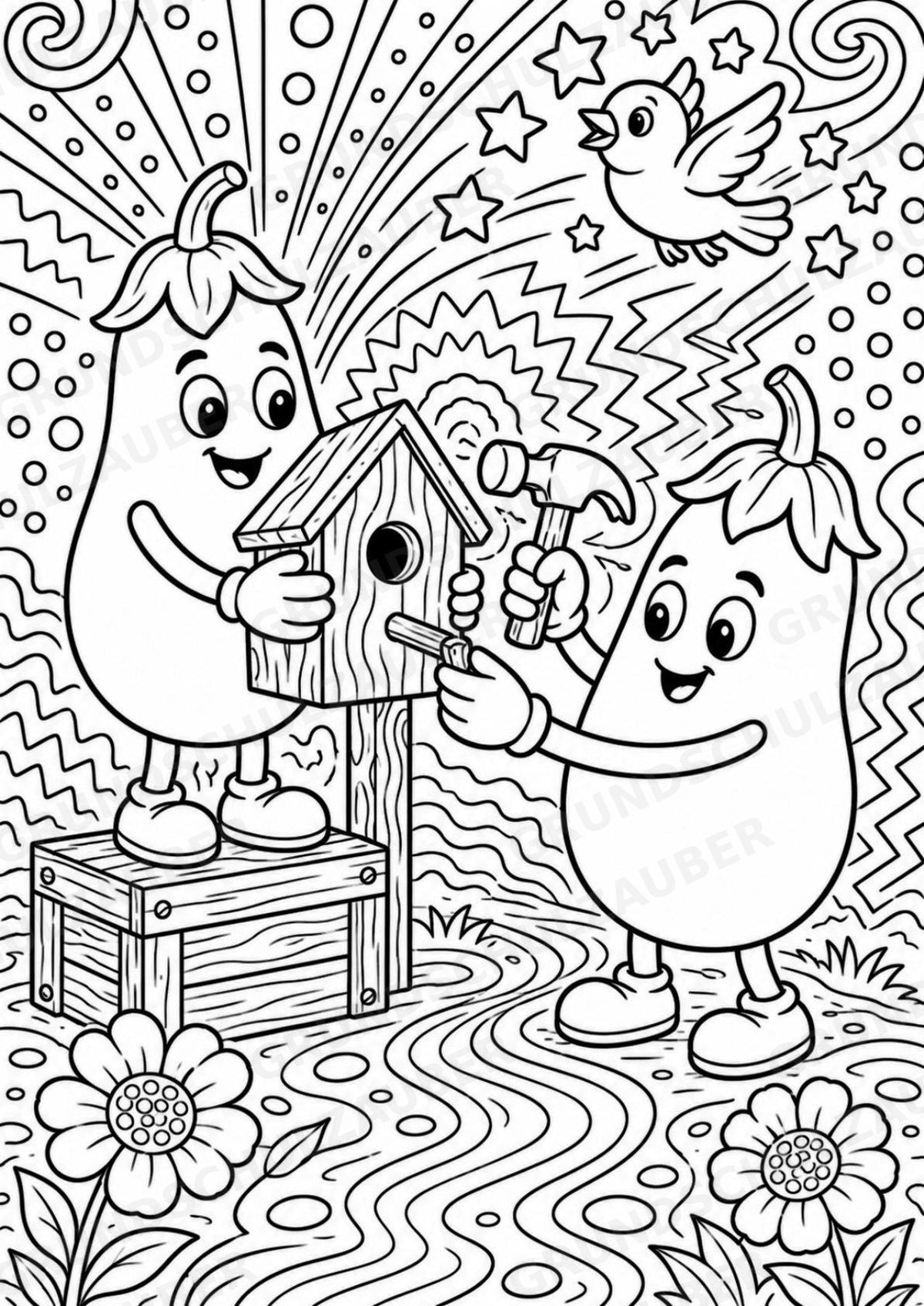 Aubergine POP Art Ausmalbilder 15 Malvorlagen – Materialseite 10
