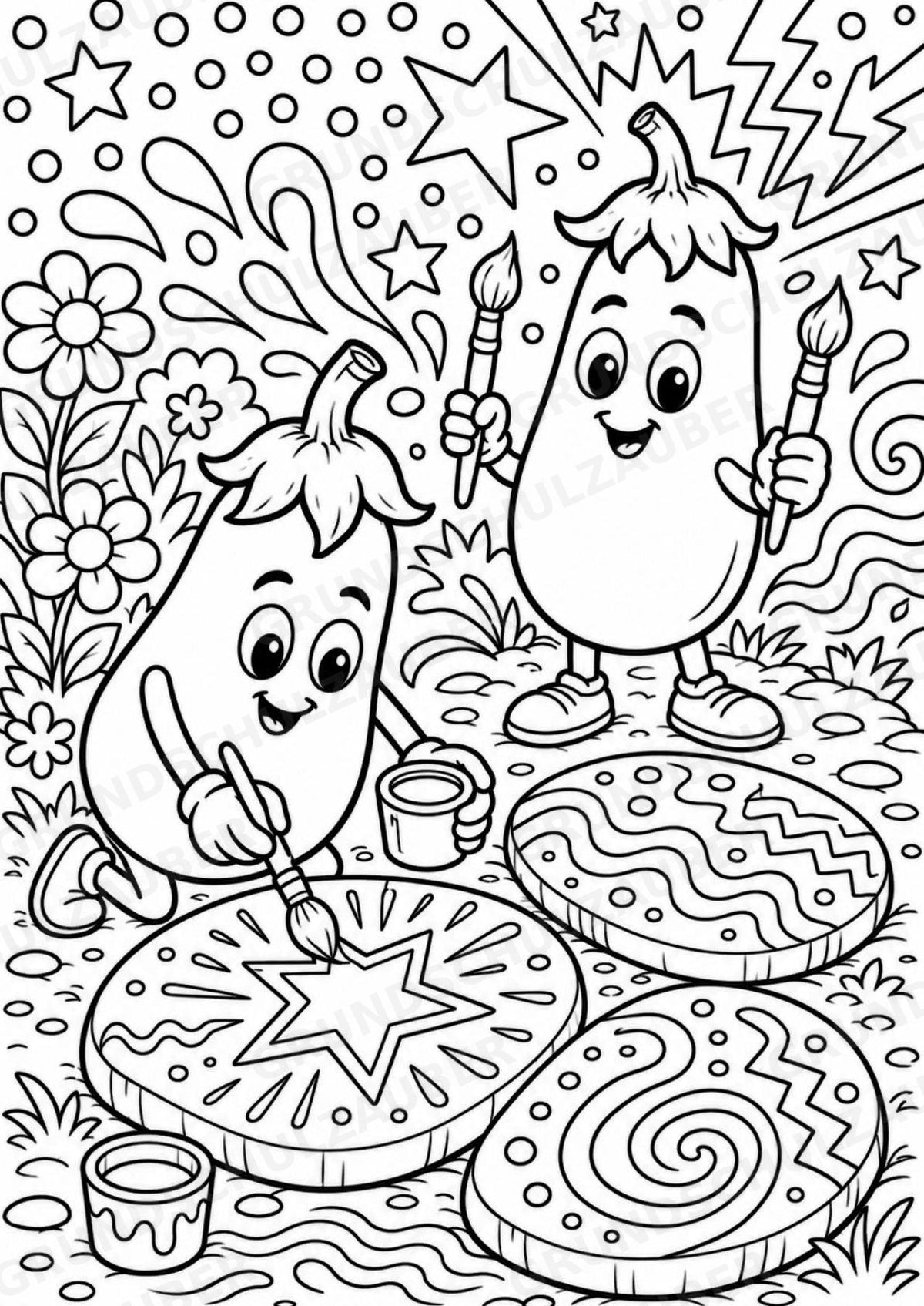 Aubergine POP Art Ausmalbilder 15 Malvorlagen – Materialseite 15