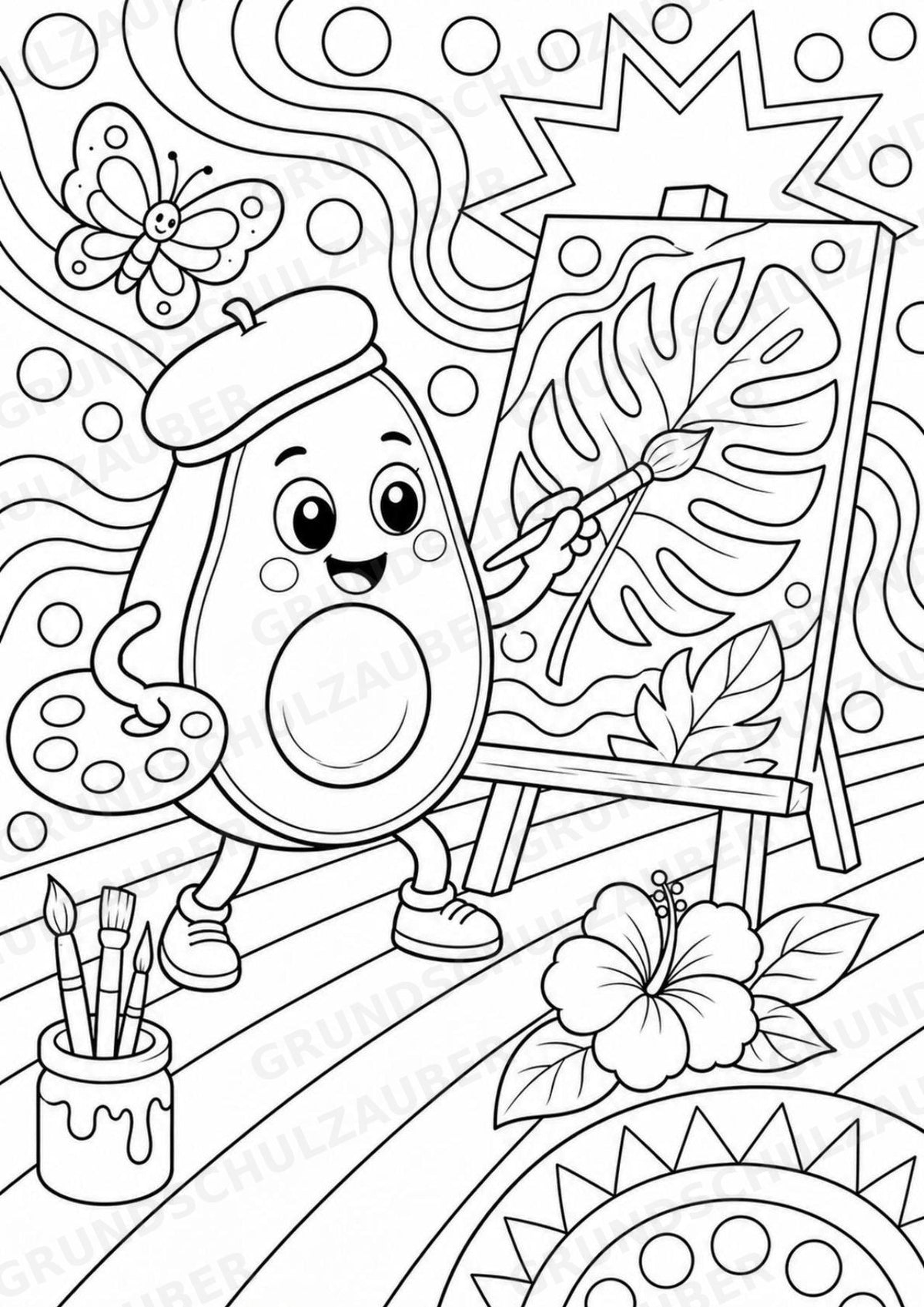 Avocado POP Art Ausmalbilder 15 Malvorlagen – Materialseite 5