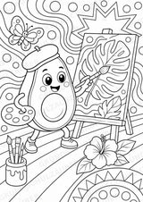 Avocado POP Art Ausmalbilder 15 Malvorlagen – Materialseite 5