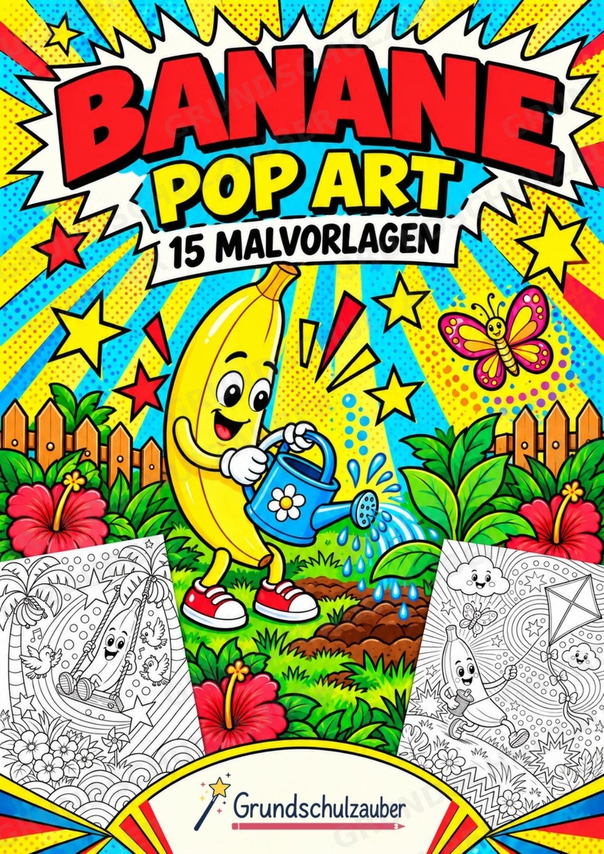 Banane POP Art Ausmalbilder 15 Malvorlagen – Cover